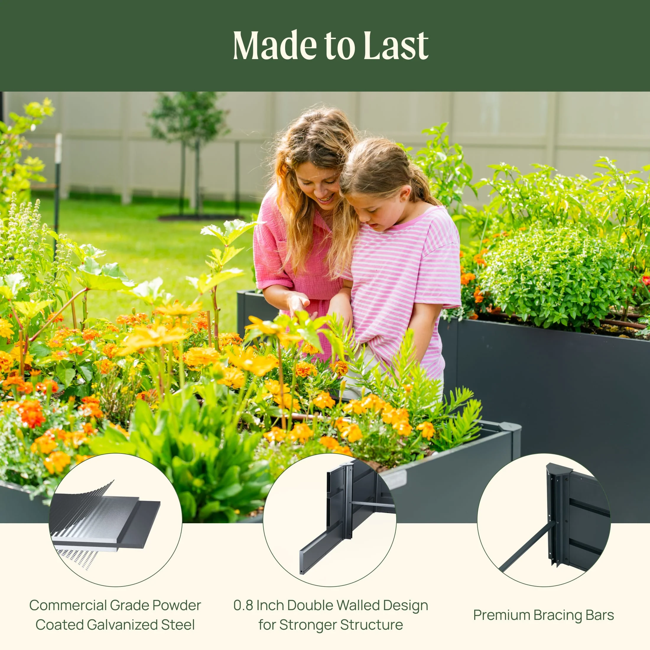 32" Extra Tall Modern 27" x 53" Metal Raised Garden Bed - Image 8
