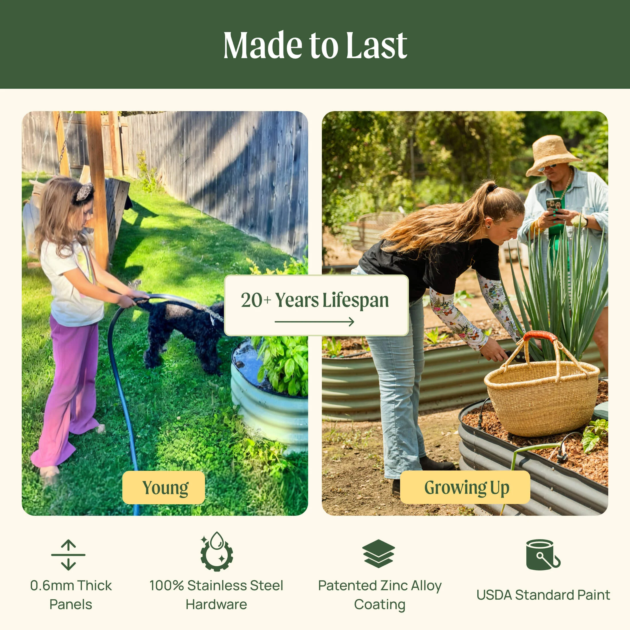 17" Tall 9 In 1 Large Modular Metal Raised Garden Bed Kit - Image 11