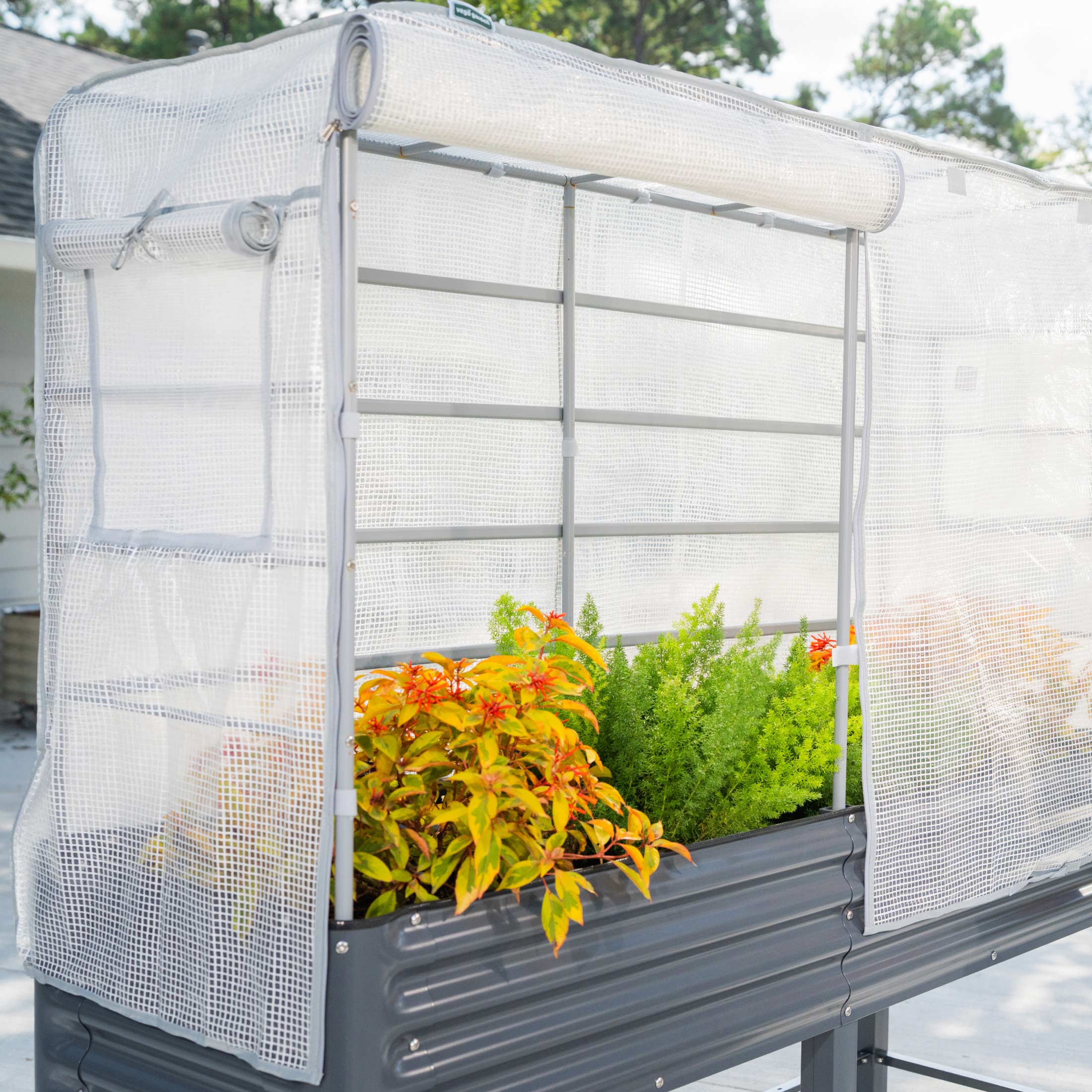 Greenhouse Frost Cover & Trellis System for Elevated Bed - Image 11